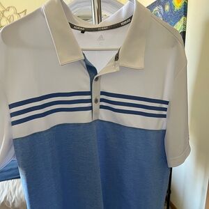 Adidas Blue and White Polo Shirt